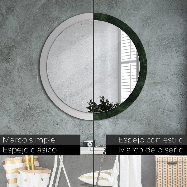 Espelho circular de parede decorativo Mármore verde