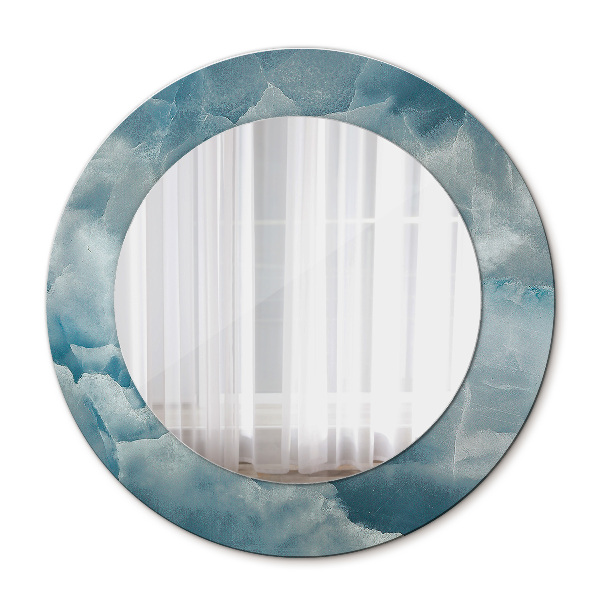 Espelho circular de parede decorativo Mármore azul ônix