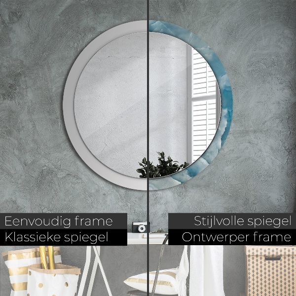 Espelho circular de parede decorativo Mármore azul ônix