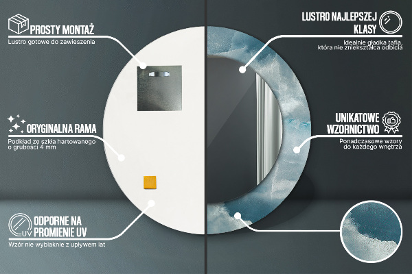 Espelho circular de parede decorativo Mármore azul ônix