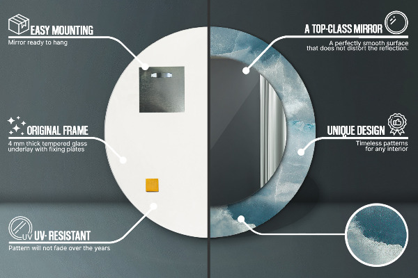 Espelho circular de parede decorativo Mármore azul ônix