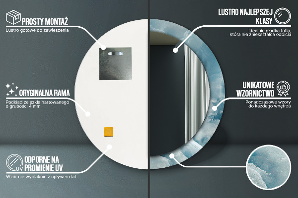 Espelho circular de parede decorativo Mármore azul ônix