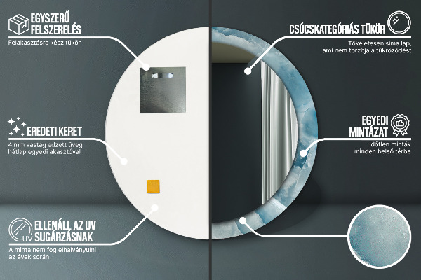 Espelho circular de parede decorativo Mármore azul ônix