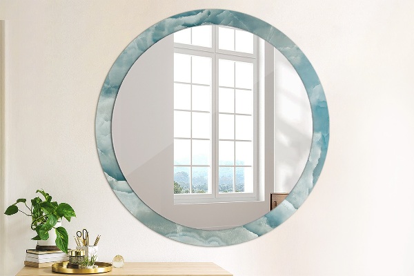 Espelho circular de parede decorativo Mármore azul ônix