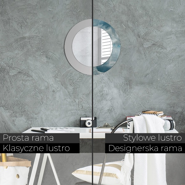 Espelho circular de parede decorativo Mármore azul ônix