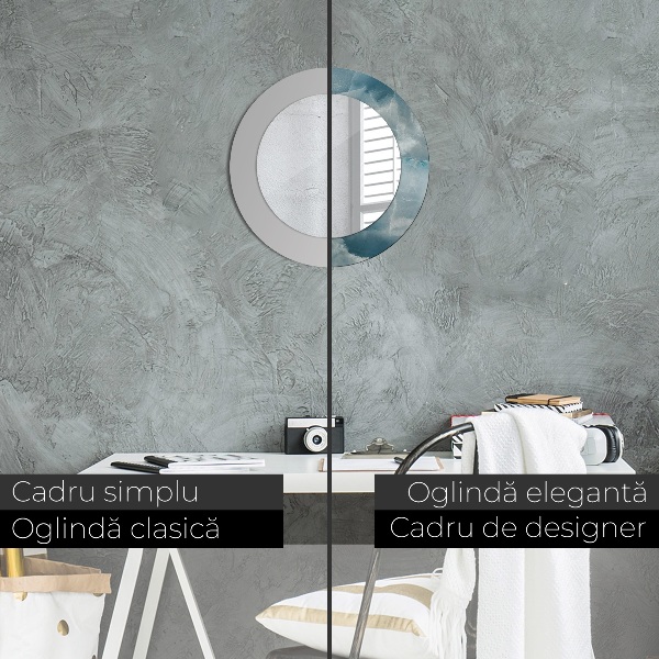 Espelho circular de parede decorativo Mármore azul ônix