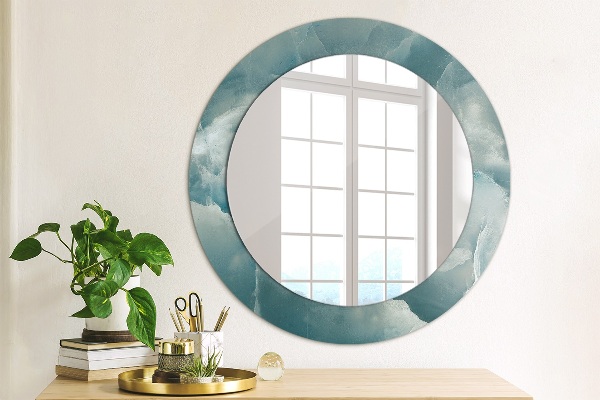Espelho circular de parede decorativo Mármore azul ônix