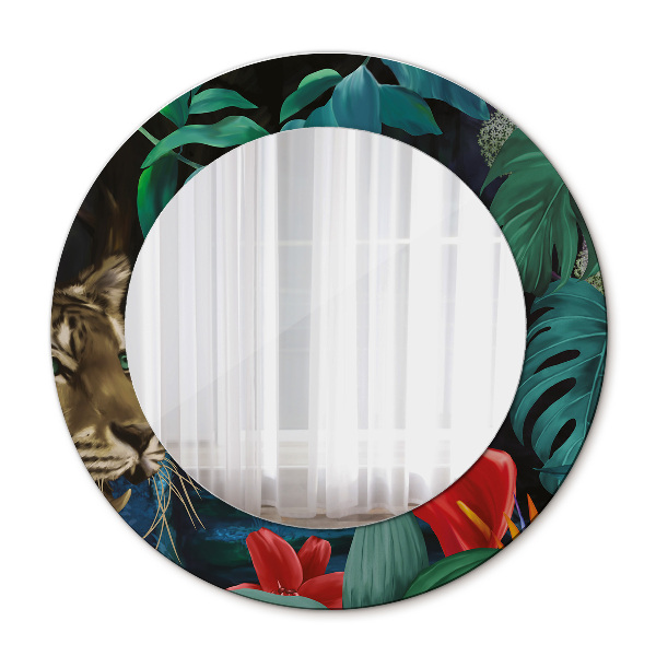 Espelho circular de parede decorativo Floresta numa selva