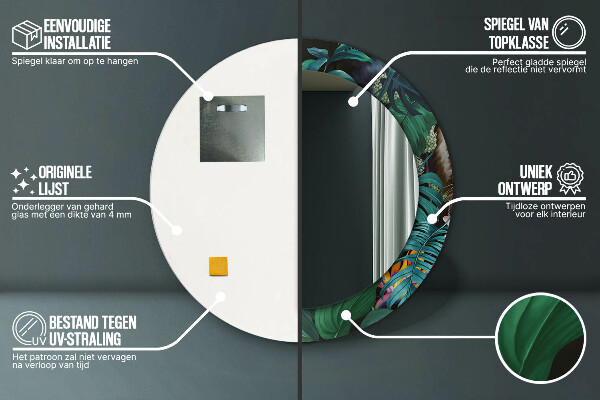 Espelho circular de parede decorativo Floresta numa selva