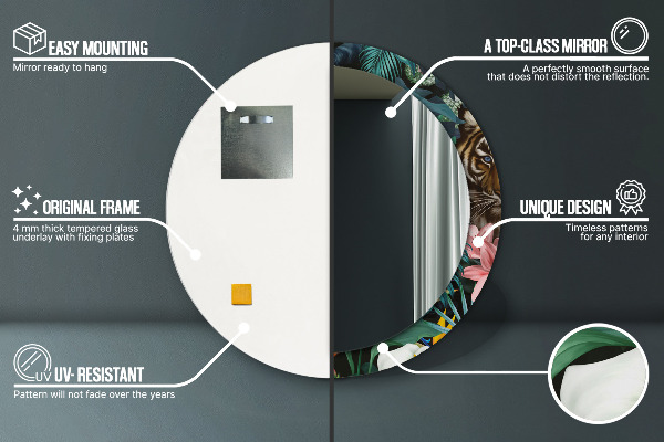 Espelho circular de parede decorativo Floresta numa selva