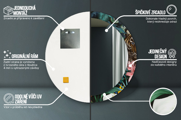 Espelho circular de parede decorativo Floresta numa selva