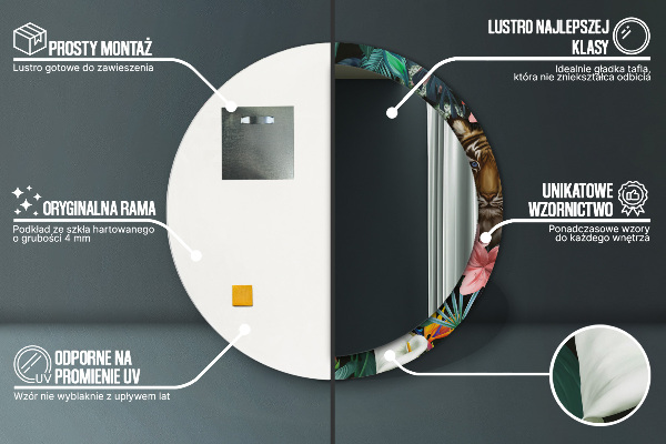 Espelho circular de parede decorativo Floresta numa selva