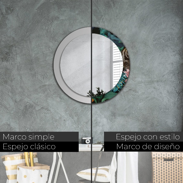 Espelho circular de parede decorativo Floresta numa selva