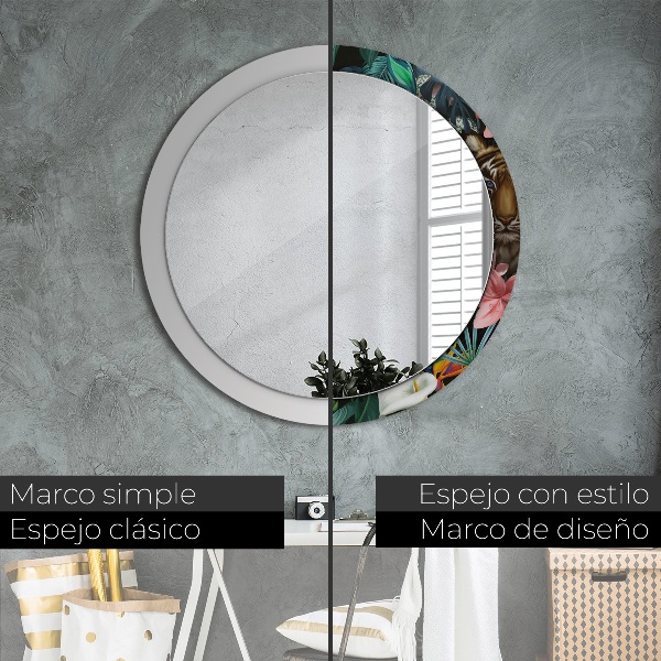 Espelho circular de parede decorativo Floresta numa selva