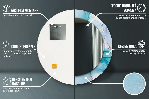 Espelho circular de parede decorativo Fluido abstrato