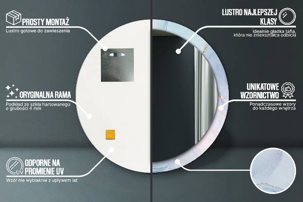 Espelho circular de parede decorativo Fluido abstrato