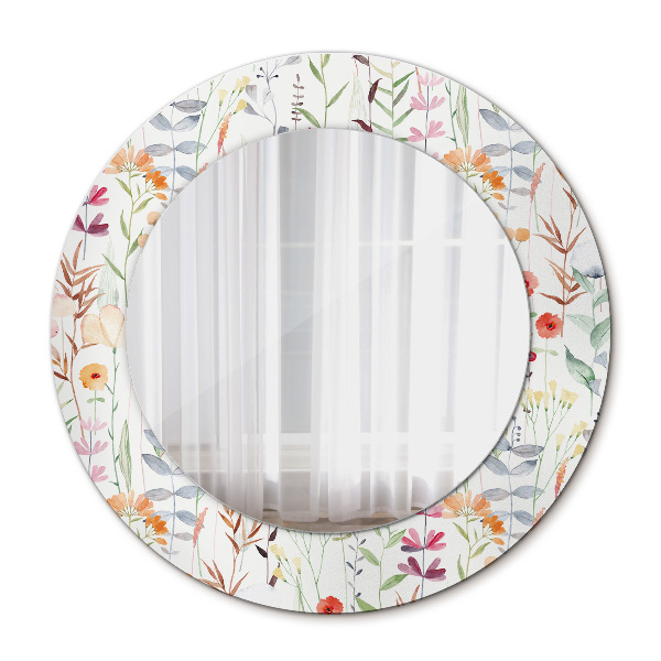 Espelho circular de parede decorativo Flores selvagens