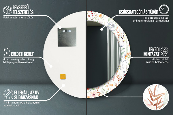 Espelho circular de parede decorativo Flores selvagens