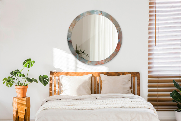 Espelho com moldura impressa redonda Mármores de ônix