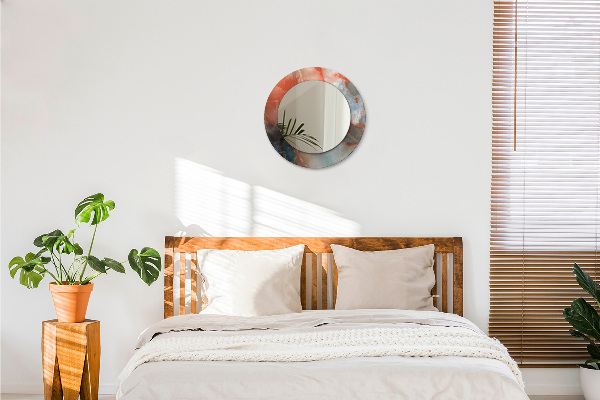 Espelho com moldura impressa redonda Mármores de ônix