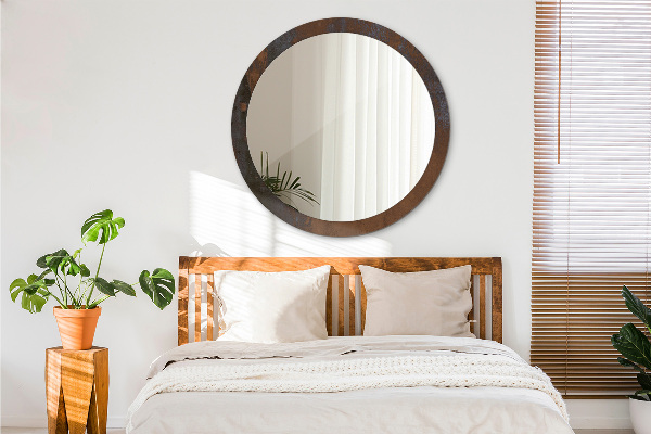 Espelho de moldura impressa redondo Rústico metálico