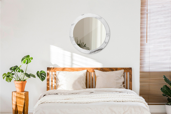 Espelho de parede circular decorativo Mármore branco