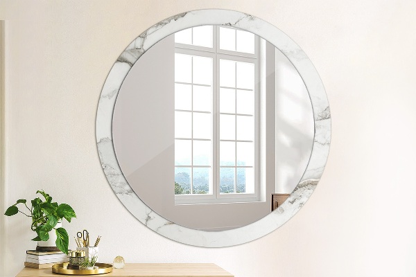 Espelho de parede circular decorativo Mármore branco