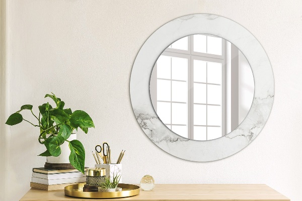 Espelho de parede circular decorativo Mármore branco