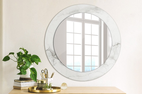 Espelho de parede circular decorativo Mármore branco