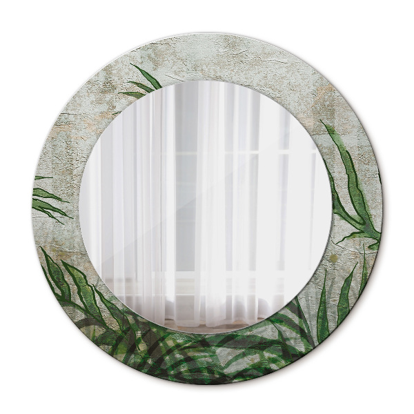 Espelho de parede circular decorativo Folhas de feto