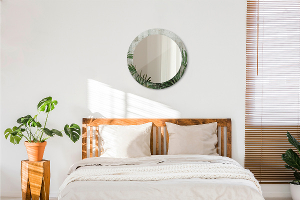 Espelho de parede circular decorativo Folhas de feto