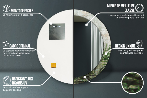 Espelho de parede circular decorativo Folhas de feto