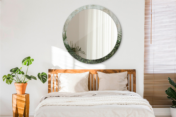 Espelho de parede circular decorativo Folhas de feto