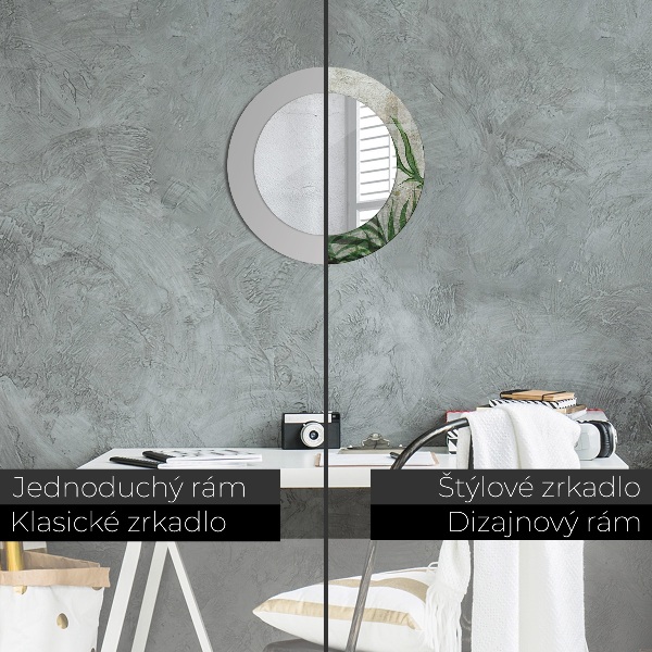 Espelho de parede circular decorativo Folhas de feto