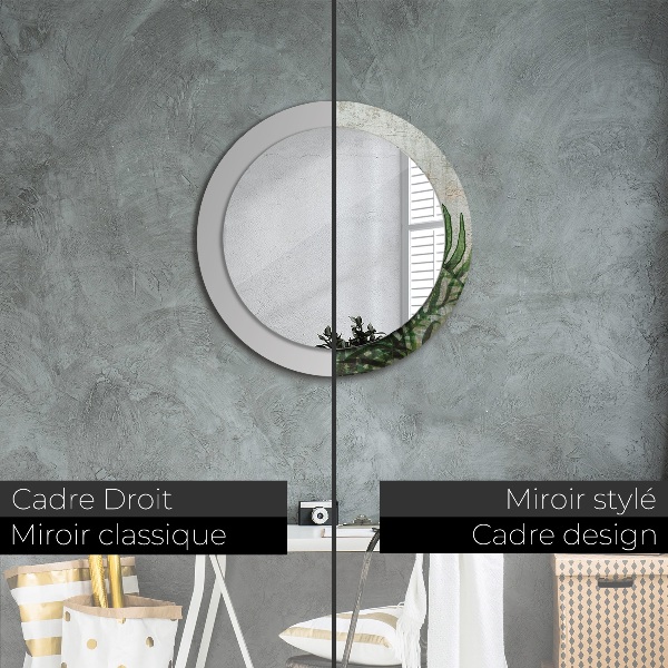 Espelho de parede circular decorativo Folhas de feto
