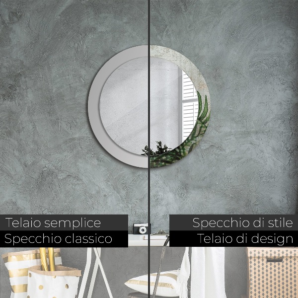 Espelho de parede circular decorativo Folhas de feto