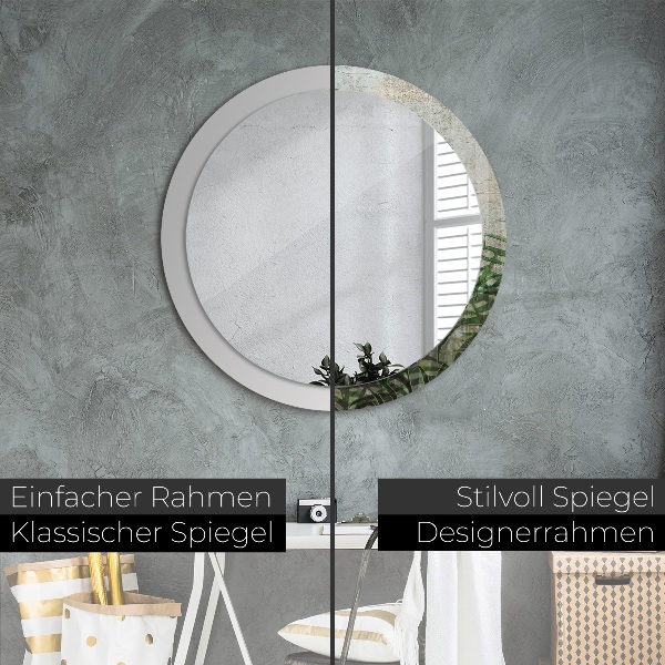 Espelho de parede circular decorativo Folhas de feto