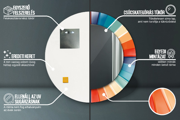 Espelho circular de parede decorativo Riscas concêntricas radiais