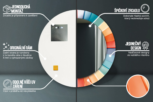 Espelho circular de parede decorativo Riscas concêntricas radiais