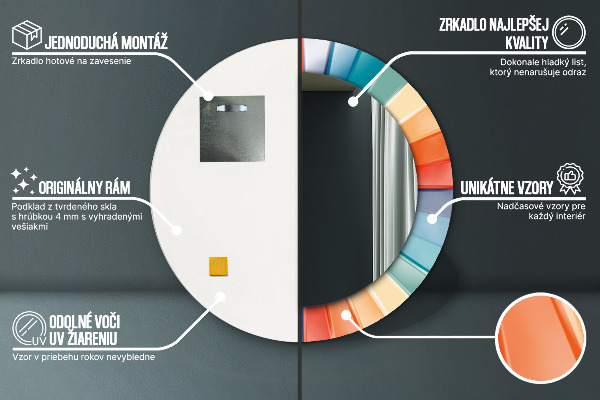 Espelho circular de parede decorativo Riscas concêntricas radiais