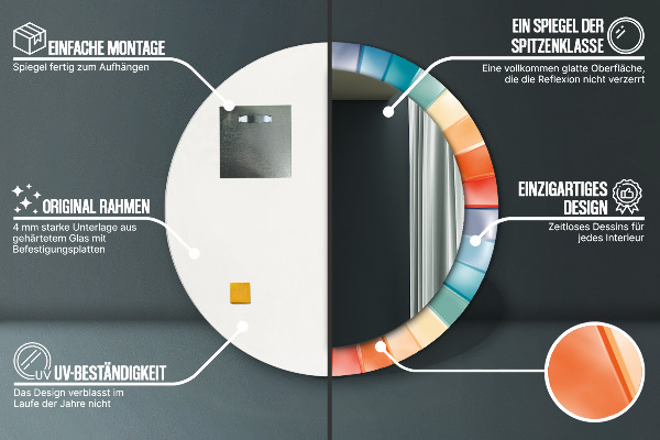 Espelho circular de parede decorativo Riscas concêntricas radiais