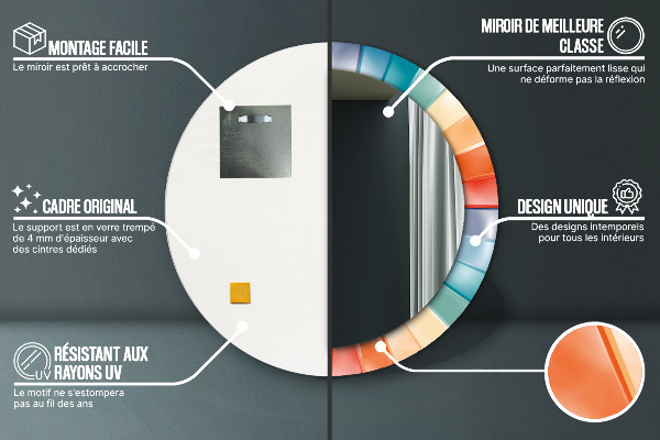 Espelho circular de parede decorativo Riscas concêntricas radiais