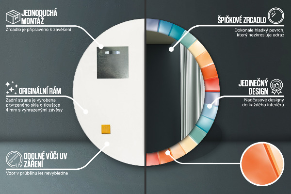 Espelho circular de parede decorativo Riscas concêntricas radiais