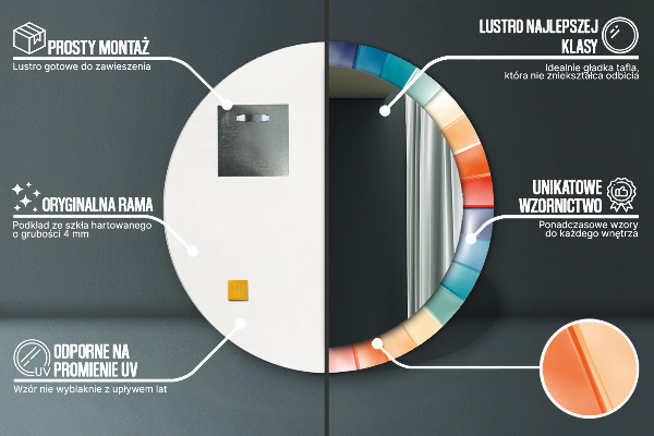 Espelho circular de parede decorativo Riscas concêntricas radiais