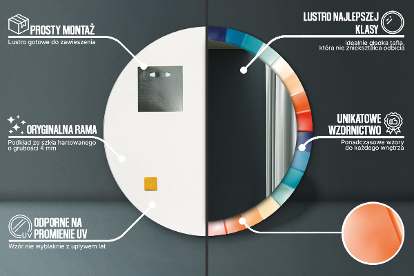 Espelho circular de parede decorativo Riscas concêntricas radiais