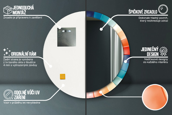 Espelho circular de parede decorativo Riscas concêntricas radiais