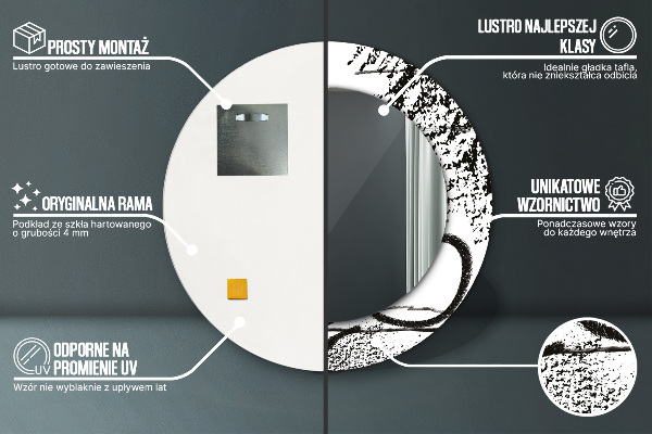 Espelho circular de parede decorativo Padrão de graffiti