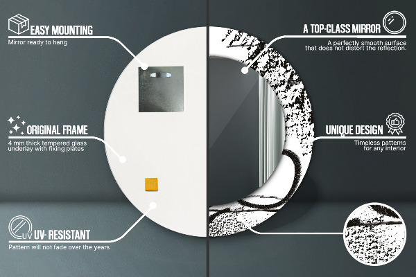 Espelho circular de parede decorativo Padrão de graffiti