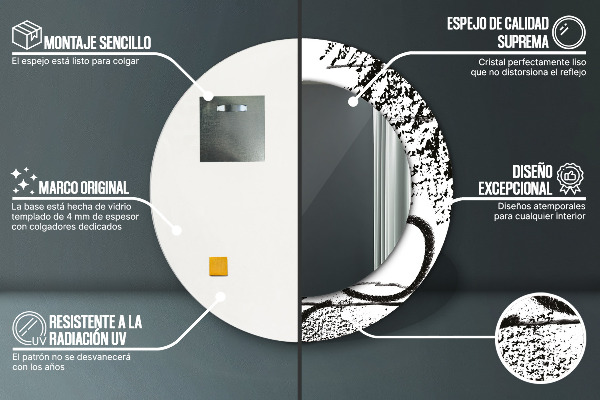Espelho circular de parede decorativo Padrão de graffiti