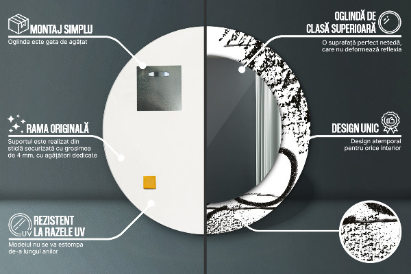 Espelho circular de parede decorativo Padrão de graffiti